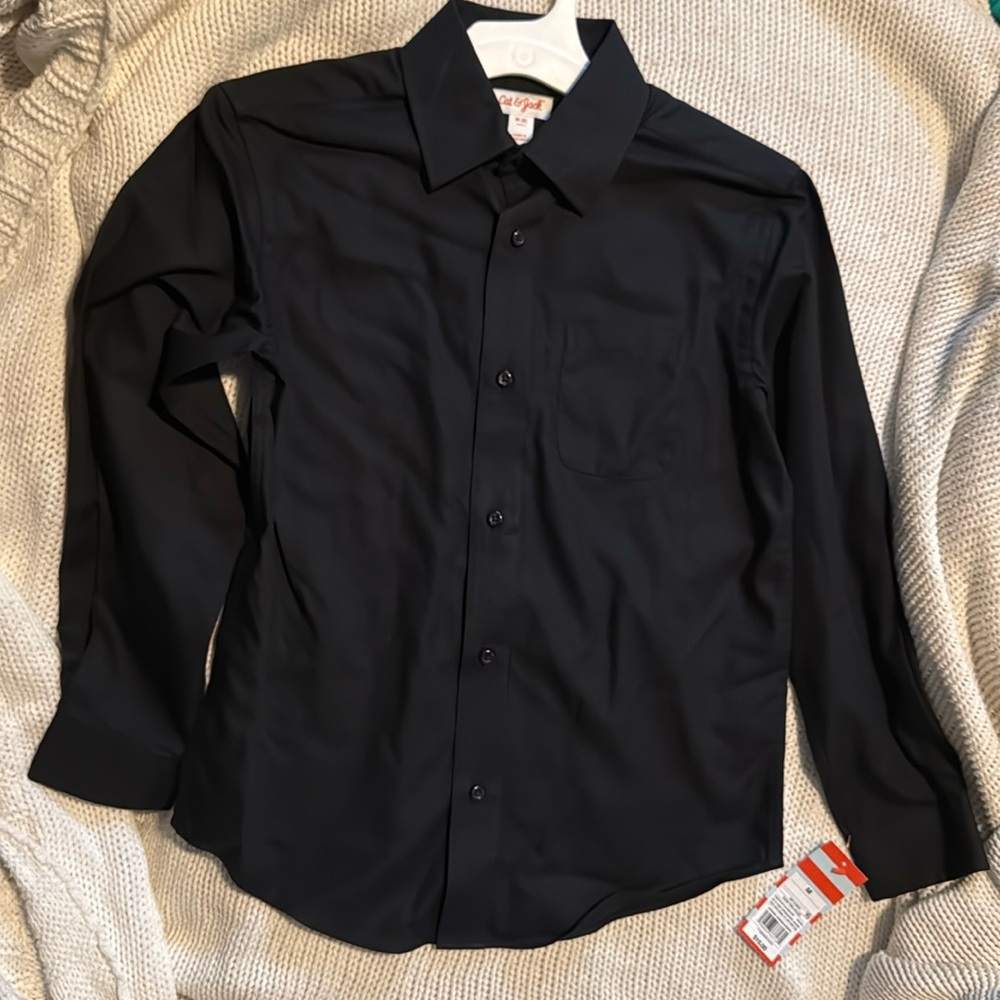Boys’ Black Button-Down Dress Shirt - Brand New with Tags